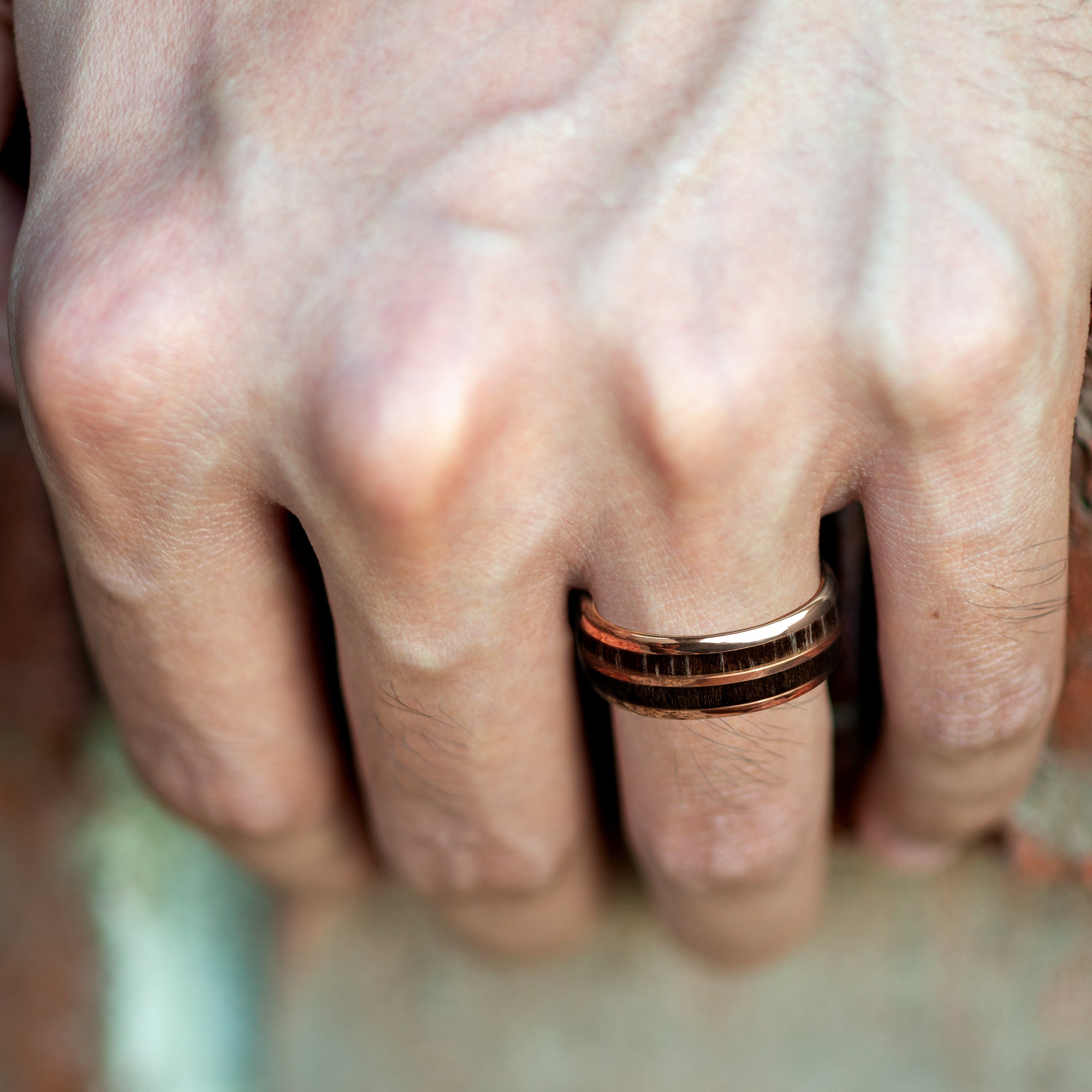 Ancient Bog Wood Rose Gold Tungsten Men's Wedding Ring Comfort Fit - 8mm