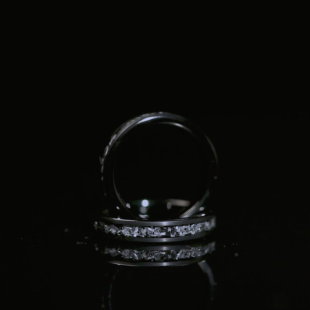 Meteorite Brushed Black Tungsten Women's Ring - 4mm