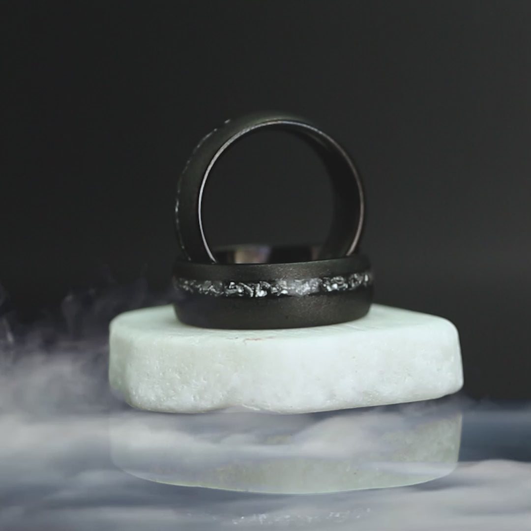 Meteorite Black Sandblasted Men's Tungsten Ring - 8mm